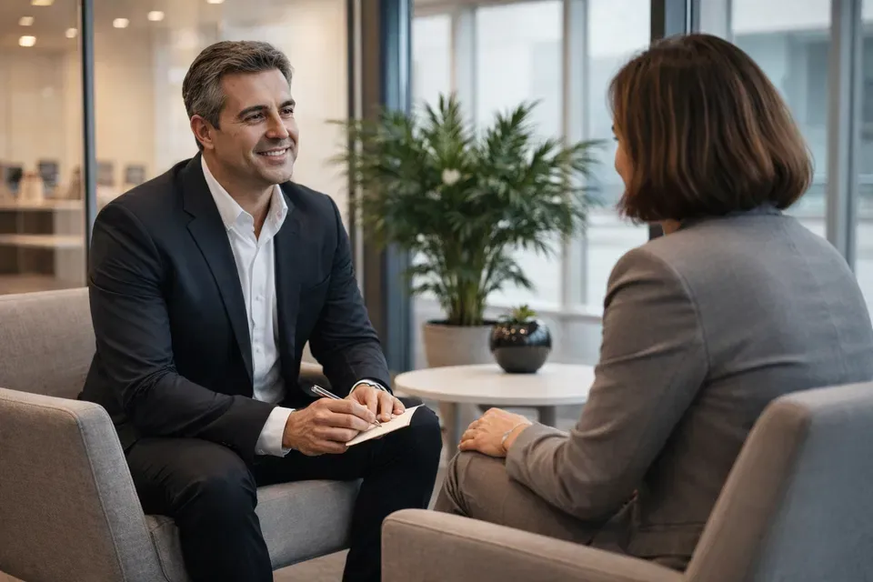 Horizon Nexus advisor in conversation with a business leader